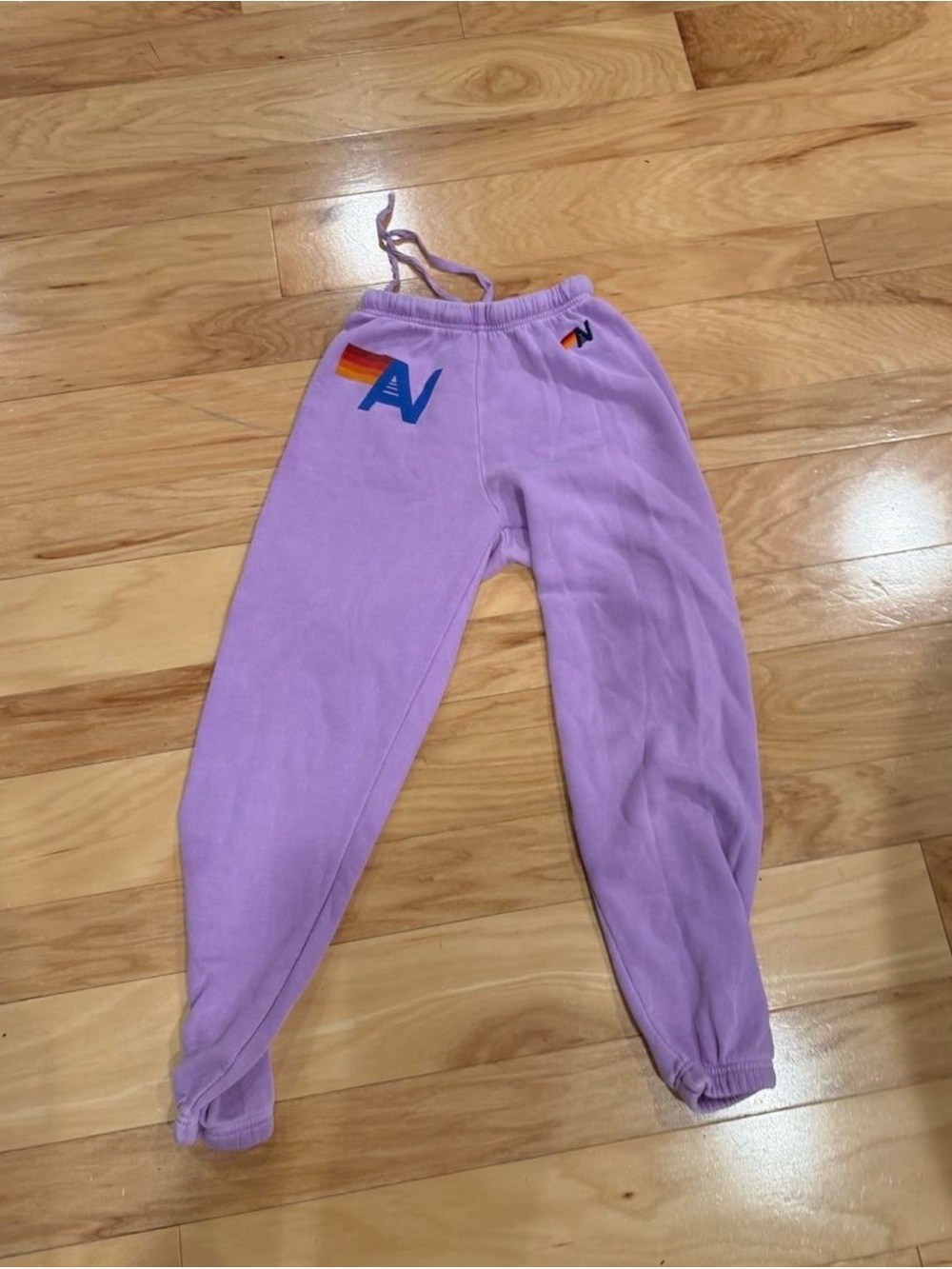 Aviator Nation Lavender Sweatpants with Rainbow Logo